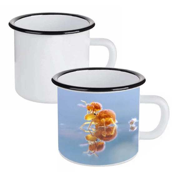 Nagy zománc bögre fekete peremmel 500 ml